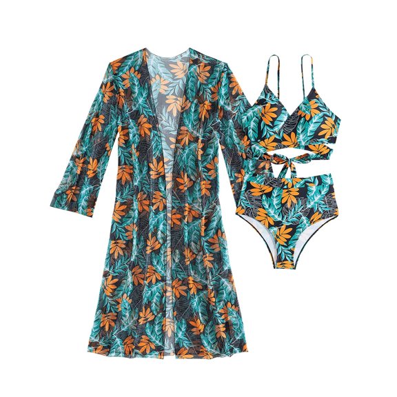 Warop Women's Bikini Set, Summer Print Separates 3-Piece with Removable Soft Padded Bra (No Underwire), Swimwear Set for Beach, Pool Party, Summer Vacation