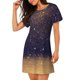 thumbnail image 2 of Fotbe Gold Black Glitter Bata de Dormir para Mujer con Estampado, Camisón de Algodón de Manga Corta, Ropa de Dormir Casual, 2 of 6