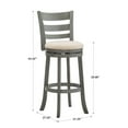 thumbnail image 7 of Weston Home Shapel Ladder Back 29"H Swivel Bar Stool, Antique Grey Finish, Beige Linen, 7 of 7