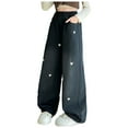 thumbnail image 3 of Hessimy Girls' Jeans Baggy High Waist Pants Wide Leg Pants Teen Clothing Justice Girls Clothing Daily Casual Pants Jeans (Black,4-5 Years), 3 of 9