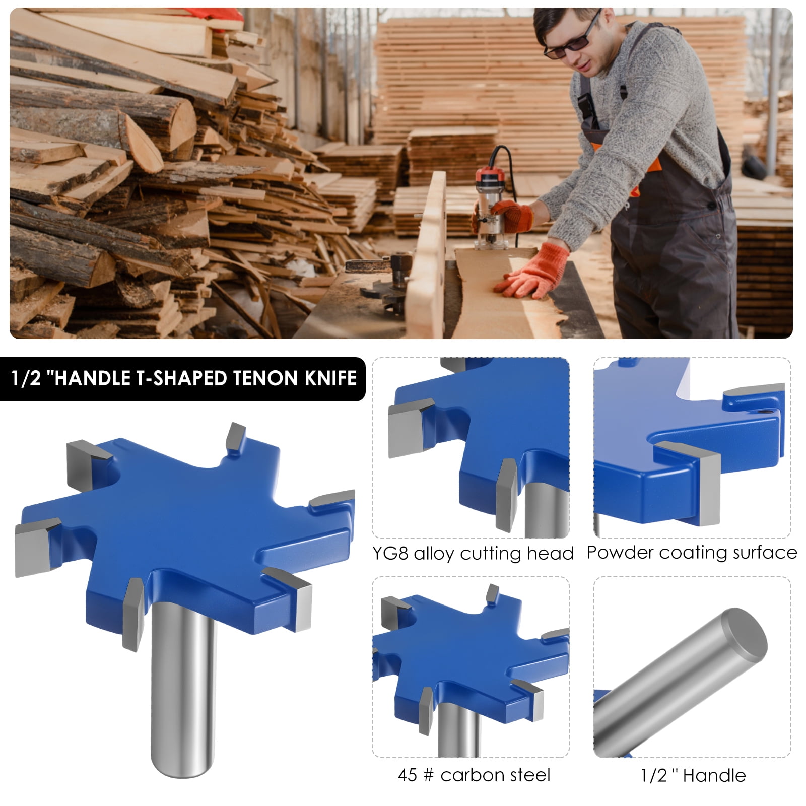 2Pcs Flattening Router Bit 6 Flute Surfacing Router Bit Efficient Slab Flattening Router Bit Multifunctional Planing Router Bit for Solid Wood Density Board Laminate