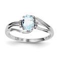 thumbnail image 1 of Sterling Silver Rhodium Plated Diamond & Sky Blue Topaz Oval Ring Size 8, 1 of 2