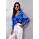 thumbnail image 1 of Blusas casuales de satén con cuello en V para mujer, blusa informal de seda, 1 of 7