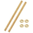 thumbnail image 1 of Uxcell 2 Sets Brass Fully Threaded Rod, M8x1.25mm Pitch Right Hand Threads Studs with Solid Brass Hex Nuts, 150mm/6" Long Threaded Screw Rods Fasteners for Anchors Bolts Hangers Clamps, 1 of 7