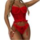 thumbnail image 1 of Ichuanyi Womens Swimsuits Clearance Women's Fashion Flower Embroidery Sexy Lingerie Lace Garter Two Piece Suit Bikini Ichuanyi Ichuanyi, 1 of 8