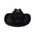 thumbnail image 4 of RUINIXCW Western Toddler Baby Girl Boy Cowgirl Hat Kids Cowboy Hat Felt Wide Brim Hats with Star Leather Belt Dessy Hats Themed Party Cap with String Wedding Party Costume, 4 of 9