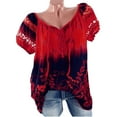 thumbnail image 2 of LYXSSBYX Womens Plus Size Shirts Summer Women Short Sleeve V-Neck Lace Printed Lace Tops Loose T-Shirt Blouse Tops, 2 of 7