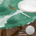 thumbnail image 4 of Round Fitted Tablecloths with Elastic Edge Abstract Green Ombre Ocean Wave Oil-Proof Waterproof Wipeable Table Cover for Kitchen Dining Party Decor Boho Marine Coastal Hawaii Table Clothes,45" - 54", 4 of 9