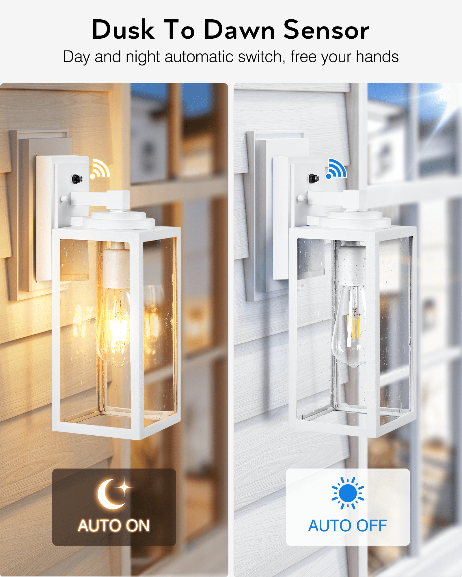 VIANIS 14.5" Outdoor LED Porch Lights, White Dusk to Dawn Outdoor Lighting Wall Mount, Anti-Rust & Waterproof Exterior Light Fixture for Garage, Patio, House