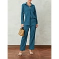thumbnail image 6 of KelaJuan Women Pants Suit, Elegant Long Sleeve Shirt with Elastic Waist Pants Solid Office Outfit, 6 of 6