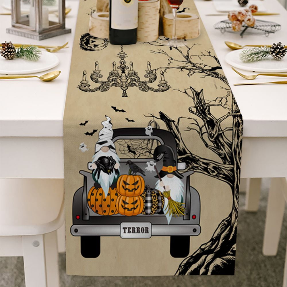 Halloween Table Runner Patterned Washable Holiday Table Runners for