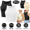 thumbnail image 5 of 2PCS TeqHome Women Sleeveless Racer Back Tank Tops High Neck Crop Tops Camisole Yoga Shirts Athletic Undershirts Machine Washable Black+Khaki S, 5 of 9
