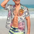 thumbnail image 5 of Lsque Skull and Flowers pattern Hawaiian Shirt for Men, Unisex Summer Beach Casual Short Sleeve Button Down Shirts-3X-Large, 5 of 9