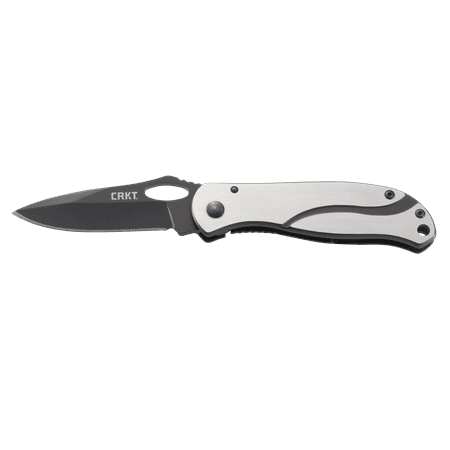Point Black Plain Edge - CRKT Pazoda Black 6480K Folding Knife with Black Ti-Nitride Finish Drop Point 8cr13MoV Plain Edge Blade with Stainless Steeel Handle and Frame Lock for Safety