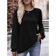 thumbnail image 4 of Camisas de Larga para Mujer, Moda Otoño 2025, Blusas Elegantes e Informales, Blusas Tipo Túnica Plisadas con Cuello Redondo. Negro S, 4 of 10