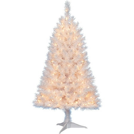 Holiday Time Pre-Lit 4' Indiana Spruce Artificial Christmas Tree, White ...