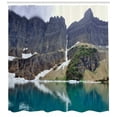 thumbnail image 3 of Ice Berg Shower Curtain, Pretty Image of a Lake in Glacier National Park Mountainous Landscape, Fabric Bathroom Set with Hooks, 69W X 84L Inches Extra Long, Dark Tan and Multicolor, by Ambesonne, 3 of 3