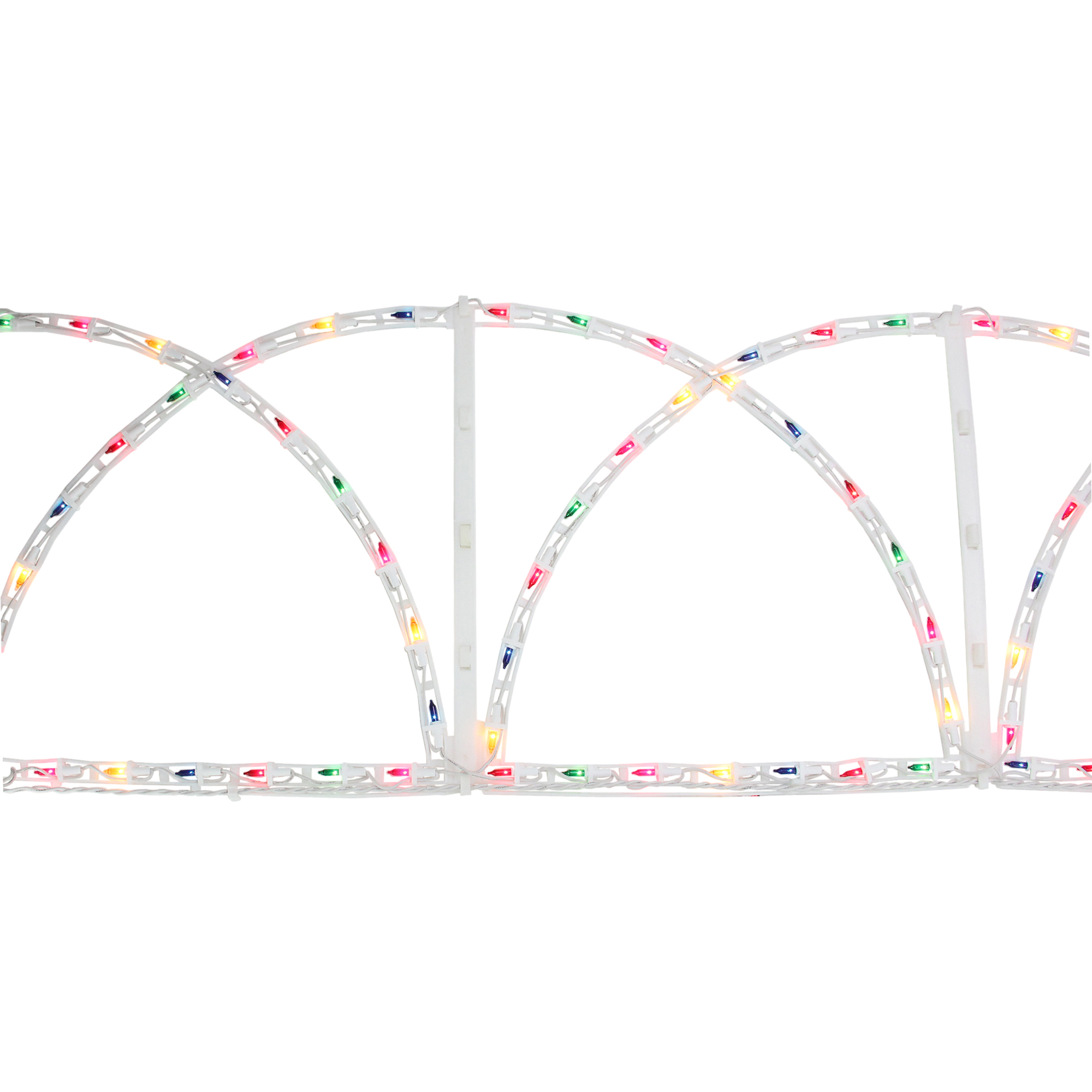 7.5' Lighted White Christmas Pathway Fence MultiColor Lights