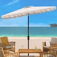 thumbnail image 2 of SAFAVIEH Outdoor Collection Valance 6.5 x 10-Foot Rectangle Umbrella Beige/White, 2 of 6