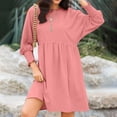 thumbnail image 2 of Aellinatey Womens Fall Dresses Casual Tunic Dress Short Sleeve Crew Neck Flowy Babydoll Dress, 2 of 9