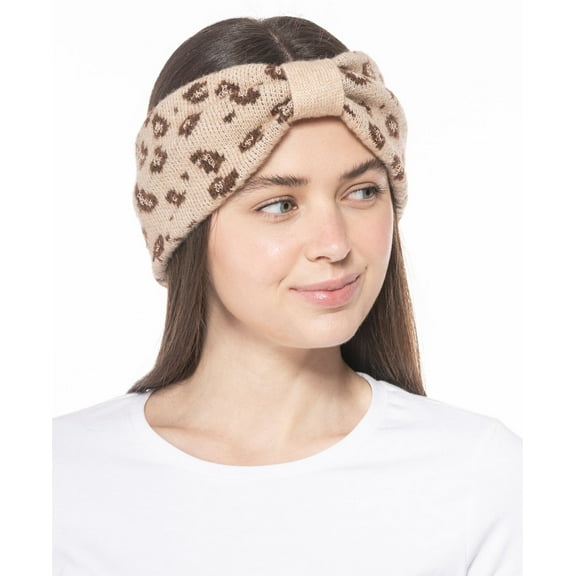 INC International Concepts Leopard Shine Headband in Beige