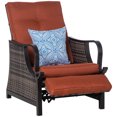 thumbnail image 2 of Outsunny Outdoor Recliner Chair, PE Wicker Furniture, Adjustable Reclining Lounge Chair with Footrest, Throw Pillow for Patio, Red, 2 of 9