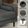 thumbnail image 3 of UIXE Corduroy Accent Chair Set of 2 Modern Upholstered Arm Chairs Comfy Reading Armchair with Pillow Armrest Tufted Living Room Single Sofa Lounge Seat, Gray, 3 of 6