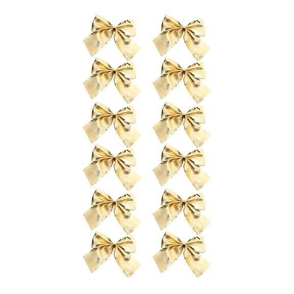 LAMIRO Gold Christmas Bows 12Pcs Christmas Tree Bows Christmas Wreath Bows Small Decorative Christmas Bows for Wreath Garland Christmas Tree Decorations