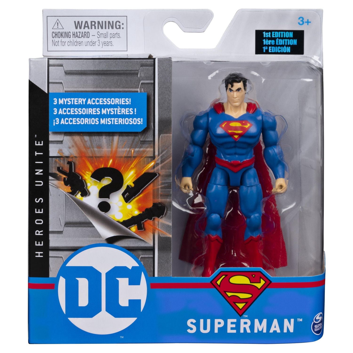 DC Comics, 4-Inch SUPERMAN Action Figure with 3 Mystery Accessories, Adventure 3