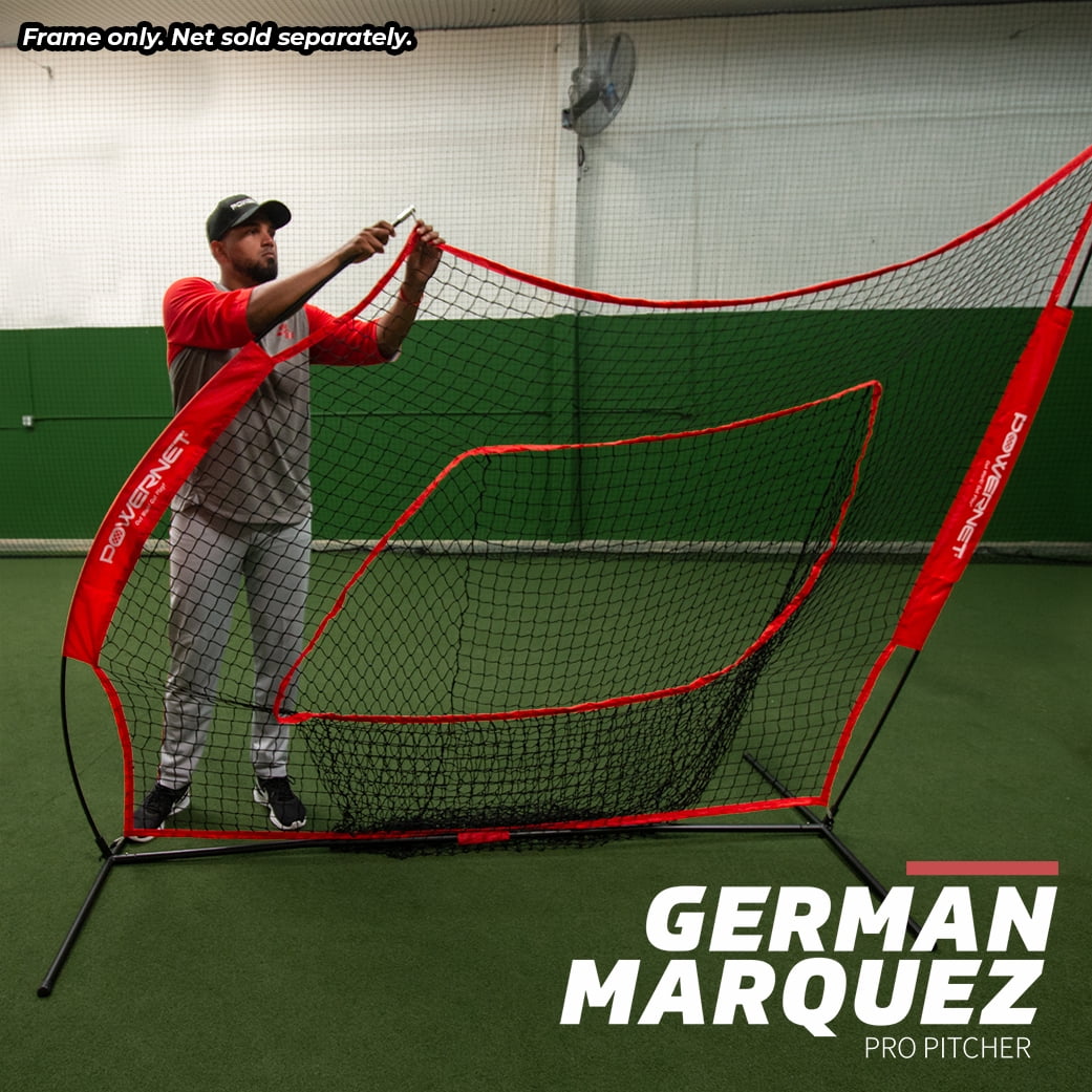 PowerNet Metal Frame for Baseball Softball Net, 7x7 Frame ONLY Replacement, Golf Practice Net Frame, Bow Style Frame with Fiberglass Poles, Fits PowerNet 7'x7' Training Nets