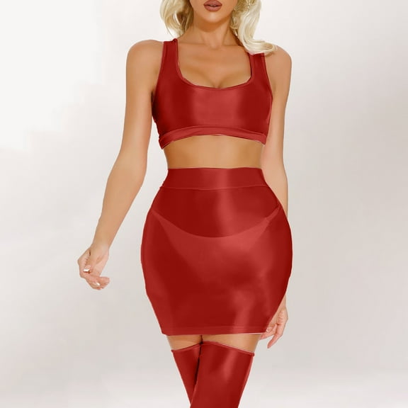 Women's Shiny Metallic Mini Skirt Wet Look Leather Short Skirt Stretch Pencil Party Skirt High Waist Clubwear Wrap Skirts Skirted Swimsuits for Women Satin Lace Trim Split Skirt Too Too Skirt for