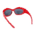 thumbnail image 4 of Hedgehog Fur Carving Retro Wrap Thick Temple Plastic Sunglasses Red - Black, 4 of 4