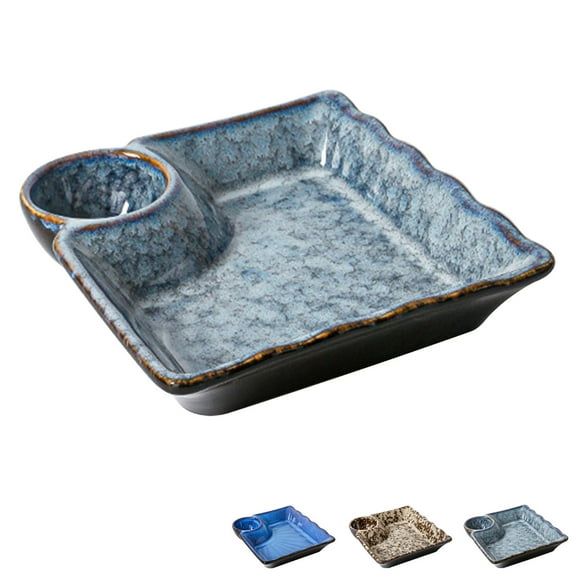 Qeeadeea Japaness Portion Control Plates, Divided Plates For Adults, Bariatric Plates For Portion Control, Reusable 2 Section Lunch Tray-grey-7.5 Inch