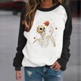 thumbnail image 2 of Blusa de manga larga con estampado de esqueleto de Halloween a la moda para mujer, suéter informal con cuello redondo, Tops, camisetas Fridja  fjkfkj6879, 2 of 6
