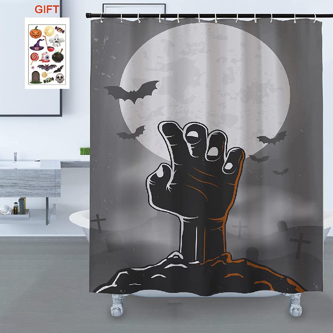 Zombie Hand Shower Curtain, Horror Movie Shower Curtain for The Walking