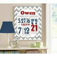 thumbnail image 3 of Personalized Canvas Birth Announcement Nursery Decor Gift, Footprint Design, Custom Name, Date, Weight & Length, Unique Boys & Girls Baby Shower Wall Art Presents, Color Gray # 10, Size - 24X30, 3 of 5