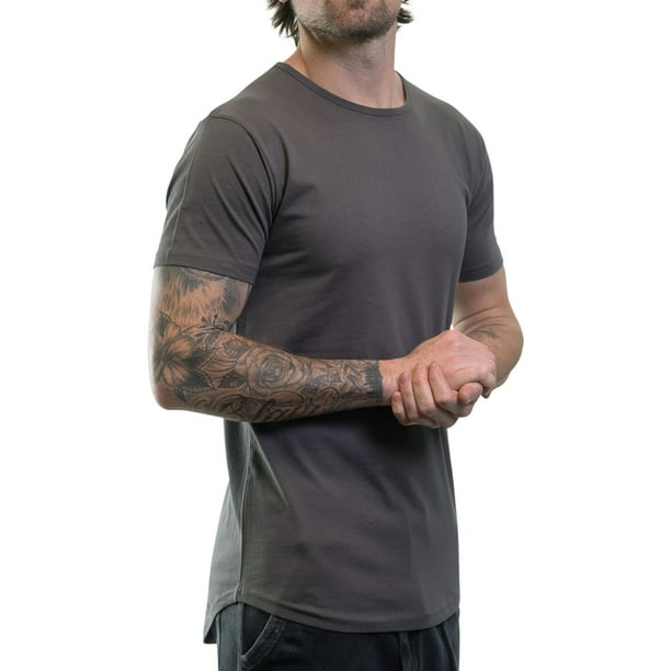 ShirtBANC Hipster Hip Hop Long Drop Cut Mens Shirt Curved Hem Solid