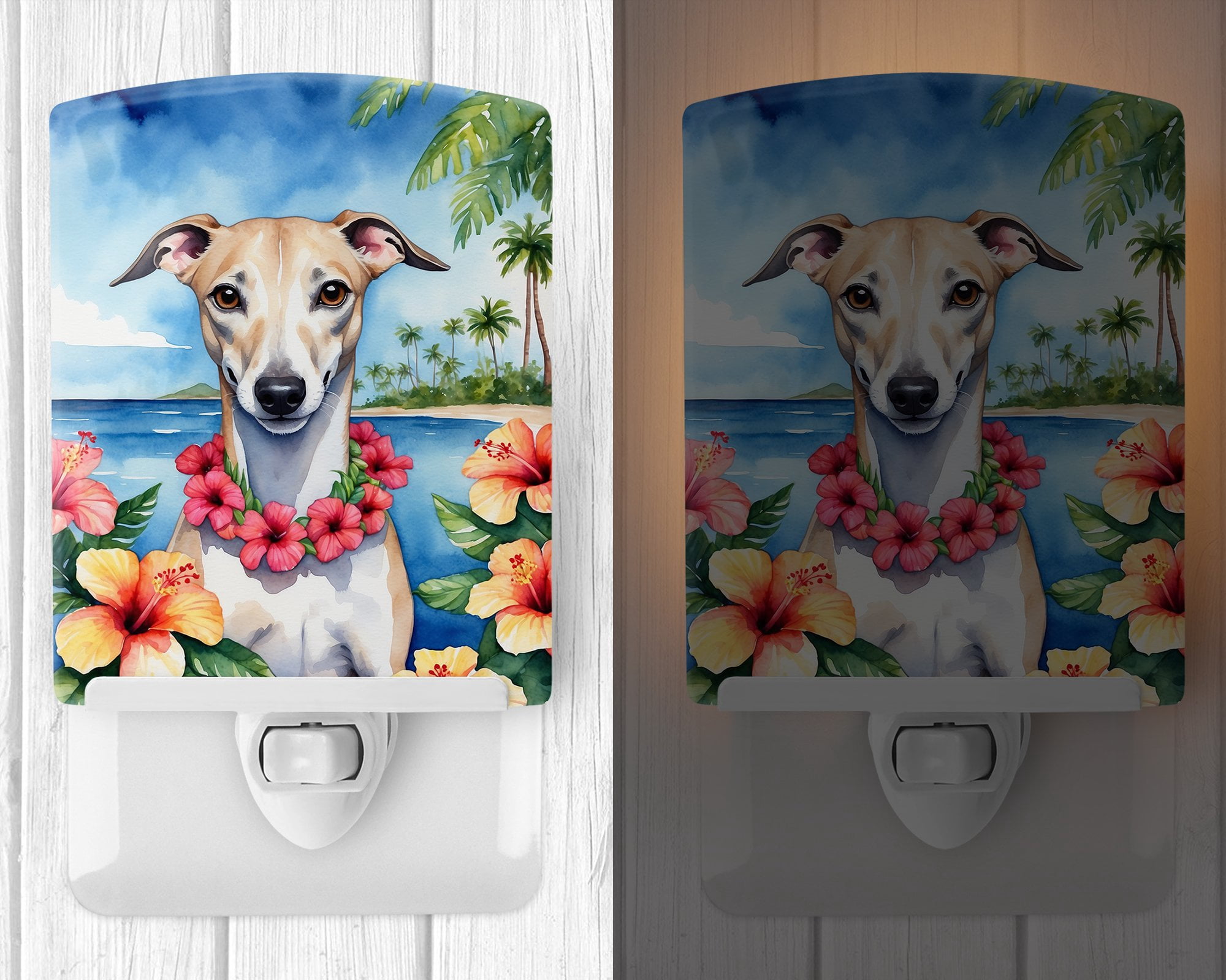 Whippet Luau Ceramic Night Light 4 in x 6 in