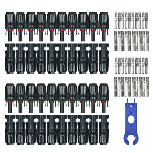 Yeacher 20 Pairs Male/Female Solar Panel Cable Connectors with Spanner Assembly Tool for PV System
