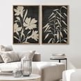 thumbnail image 3 of IDEA4WALL Framed Canvas Print Wall Art Set Elegant Botanical Beige Florals in Dark Illustration Minimalism Nature Plants Pattern Modern Art Wall Decor Nordic for Home Decor - 24"x36"x2 Natural, 3 of 5