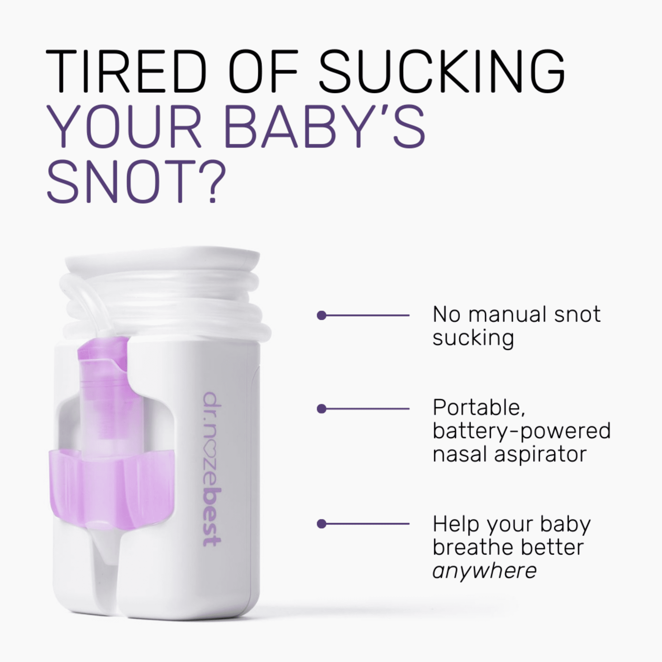 Dr. Noze Best NozeBot On The Go - Portable Electric Baby Nasal Aspirator, Pediatric ENT Nose Sucker