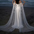 thumbnail image 6 of Slccxzc Extra Long 3D Floral Mesh Bridal Shawl, Tulle Wedding Cloak for Evening Dresses, 6 of 7