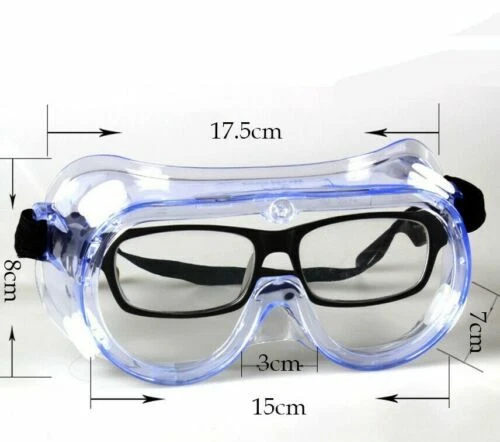 CIRCLE- Clear Protective Safety Glasses Eye Protection Anti-Fog Fit-Over Goggles-2 Pairs