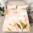 thumbnail image 2 of Manfei Fashion Flower Print Twin Sheet Sets, Plant Botanical Twin Fitted Sheet, Chic Minimalism Minimalst Flat Sheet, Luxury Bedroom Decor, 3pcs, 2 of 7
