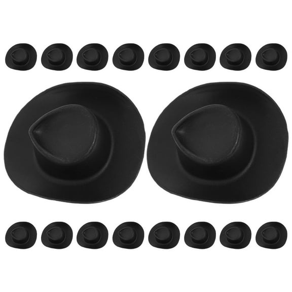 30 Pcs Plastic Mini Western Cowboy Hat Figurine Pavilion Decorative Black