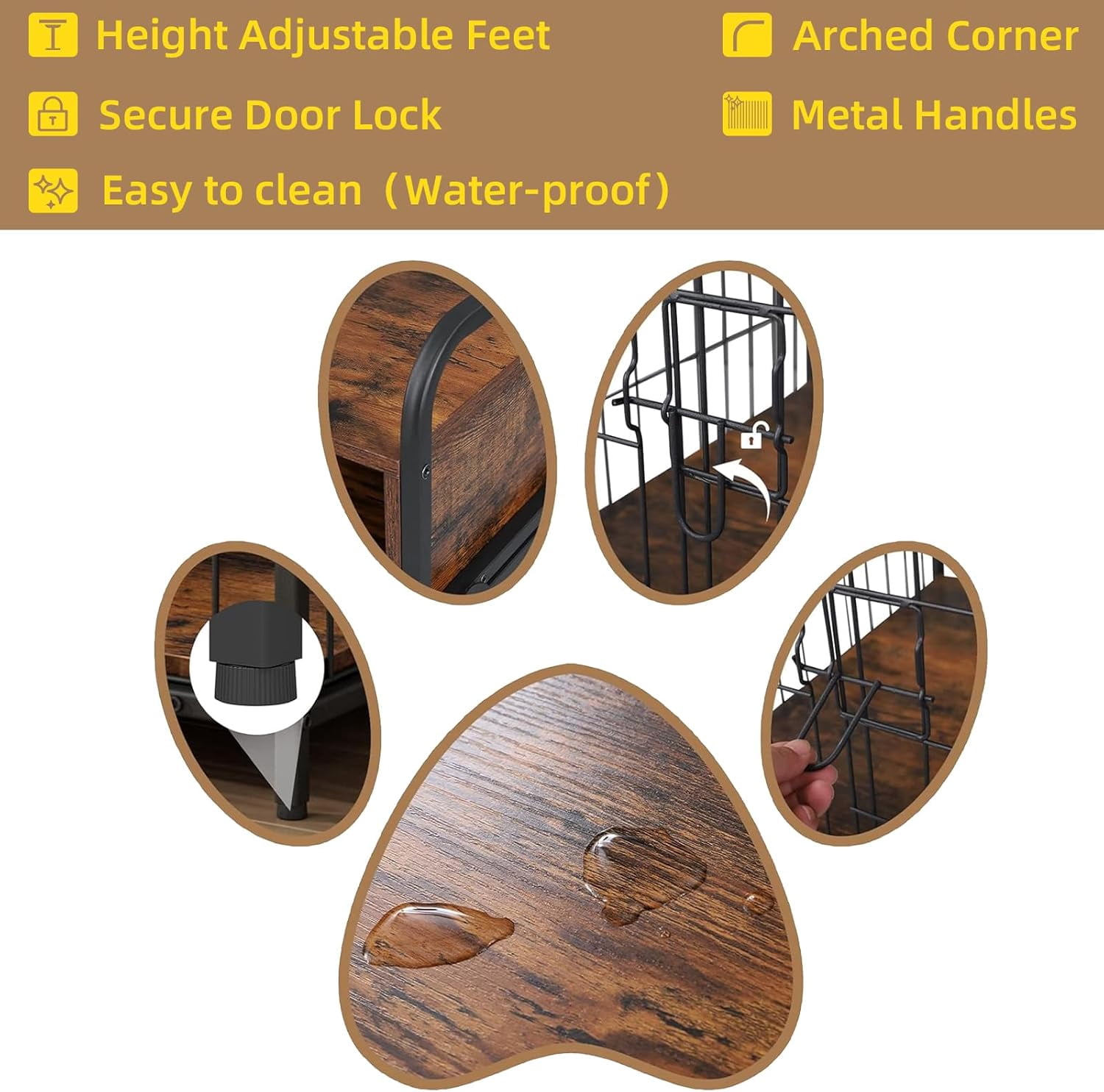 Small Dog Crate Furniture, Puppy Dog Kennel Indoor, Wood Dog Cage Table with Drawers Storage, Heavy Duty Dog Crate, Jaula para Perros, Sturdy Metal, 27.6" L×20.5" W×31.9" H