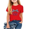 thumbnail image 2 of MKOSPLRT Filles USA Étoiles Rayures Quatrième Juillet T-Shirts Manches Courtes Col Rond T-Shirts Patriotiques Mignons T-Shirts Graphiques de la Fête de l'Indépendance pour 2-13 Ans, 2 of 4
