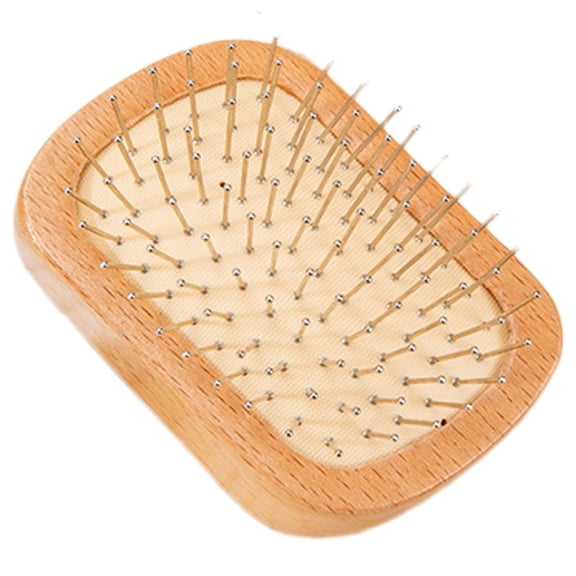 Necvior Small Hair Brush Silone Air Cushion Scalp Massager with Natural Wood Bristles for Hair Growth Round Massage Comb