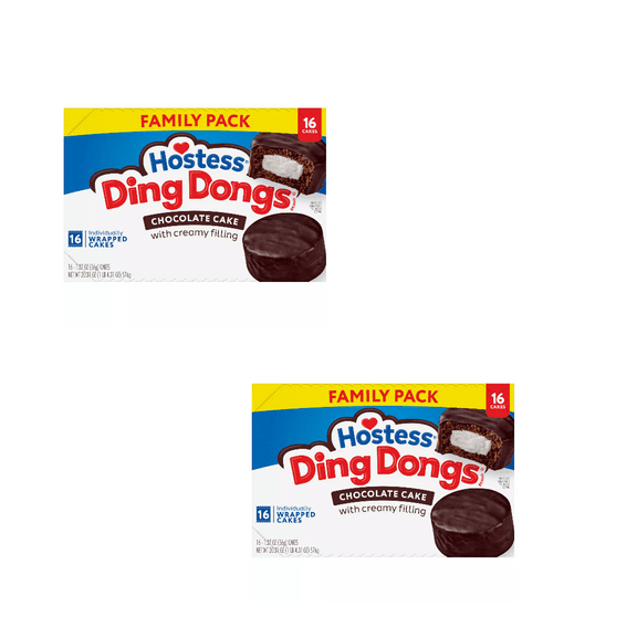 Hostess Ding Dongs - Family Pack, 16 ct pack of 2 – Classic Chocolate Bliss with a Creamy Twist!