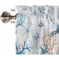 thumbnail image 5 of 3PCS Kitchen Curtains Valance and Tiers Set Semi Sheer Kitchen Curtain Valance Window Retro Summer Ocean Turtle Coral Jellyfish Blue Tier & Valance Set Rod Pocket Valance Curtains, 54"x18"/27.5"x36"x2, 5 of 6